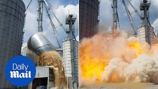 Shocking moment grain store explodes after collapsing  Daily Mail [upl. by Llednil]