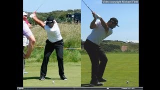 Jon Rahm golf swing  Long Iron faceon amp downtheline July 2017 [upl. by Thera205]