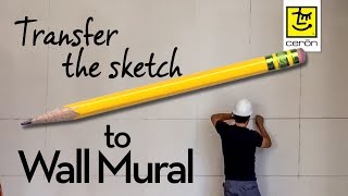 How to Transfer Sketch to Wall Mural  Making the grid for a mural easily [upl. by Selrahcnhoj582]