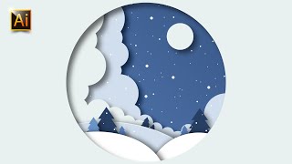 HOW TO CREATE A WINTER PAPER CUTOUT EFFECT ILLUSTRATION  ADOBE ILLUSTRATOR TUTORIAL [upl. by Dmitri]