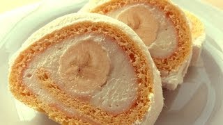 Biskuitrolle mit Bananenfüllung  Bisquitrolle Rezept [upl. by Akienom878]