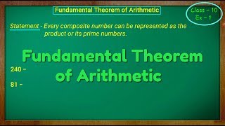 Fundamental Theorem of Arithmetic Class  10th [upl. by Zaneski]