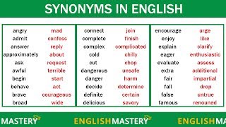 Learn 150 Common Synonyms Words in English to Improve your Vocabulary [upl. by Kahn828]