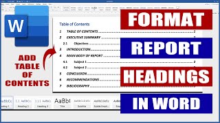 Report Writing Part 1  Headings and Table of Contents  Microsoft Word Tutorials [upl. by Davenport]