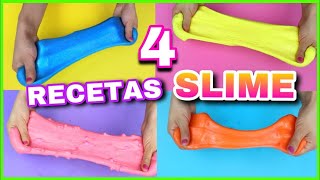 4 RECETAS PARA HACER SLIME  SLIME FÁCIL Y SIN BÓRAX  NatyGloss [upl. by Arney]