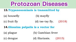 Parasitology MCQ Questions  Protozoan disease MCQ [upl. by Katlin]