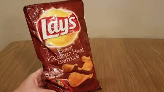 Lays Sweet Southern Heat Barbecue Potato Chips Review [upl. by Itsur87]