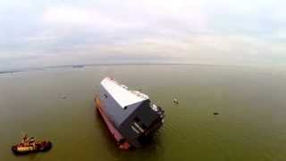 Hoegh Osaka  Aerial Footage of Beached Cargo Vessel Currently Aground On The Bramble Sand Bank [upl. by Amilas]