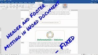 Header and Footer Missing in Microsoft Office Word [upl. by Mikael]