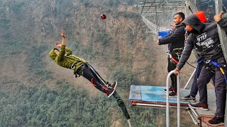 Amazing Bungy Jump Worlds Second Highest 228m The Cliff Nepal Kushma Nepal [upl. by Lyckman328]