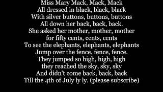 MISS MARY MACK Lyrics Words Childrens clapping game Sing Along Music song Ms Mary mrs Mary Mack mac [upl. by Ekle375]