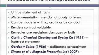 Misrepresentation Lecture 1 of 4 [upl. by Huda]