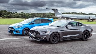 Ford Mustang vs Ford Focus RS  Top Gear Drag Races [upl. by Ocirrej80]