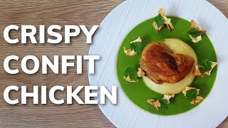 Michelin star CONFIT CHICKEN with LETTUCE VELOUTE at home [upl. by Ynej]