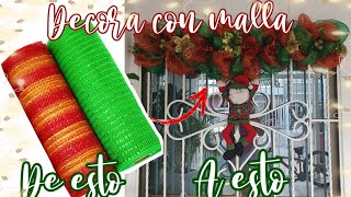 CÓMO DECORAR CON MALLA NAVIDEÑASÚPER FÁCIL Y BONITO [upl. by Ennayd652]