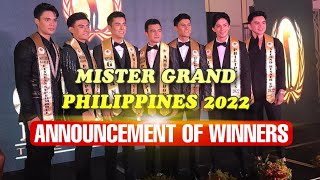 MISTER GRAND PHILIPPINES 2022 ANNOUNCEMENT OF WINNERS [upl. by Serdna]