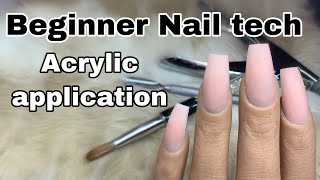 Beginner Nail Tech Tutorial  How To Acrylic Application [upl. by Nagear933]