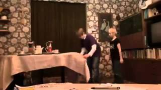 Sven and Michel Epic Tablecloth Magic Trick Fail [upl. by Grover]