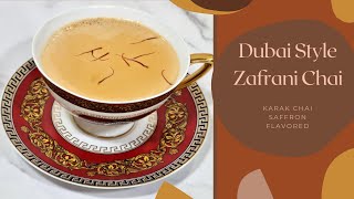 Dubai Style Zafrani Chai Recipe  Saffron Flavoured Karak Chai  Kesar Tea [upl. by Aissatsan]