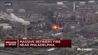 Massive explosion at biggest gas refinery in America triggering fire [upl. by Rusel]