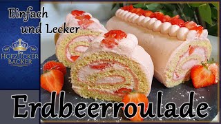 🍓 ErdbeerSahneBiskuitrolle 🍓  Super saftig und einfach LECKER  Der Hofzuckerbäcker [upl. by Ennyl]